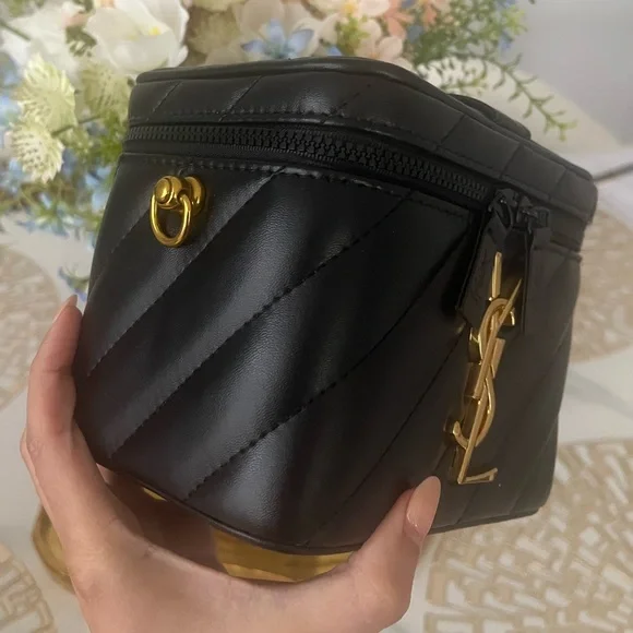 YSL Beauty Makeup Cosmetic Vanity Bag- Gold - Picture 4 of 11